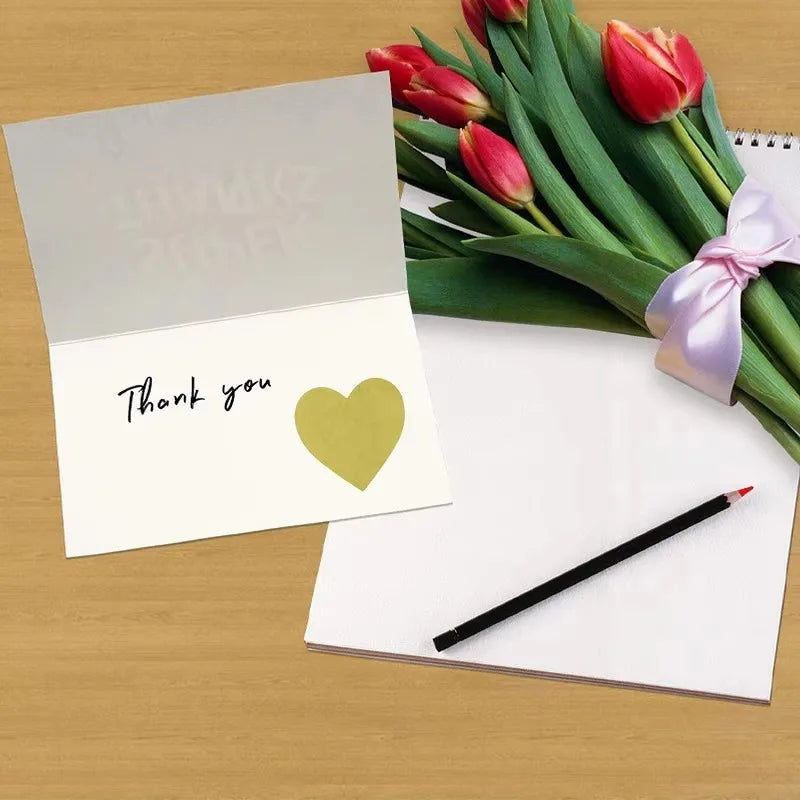 Thank You Stickers for Packaging | Heart Shaped Merci Stickers Bulk