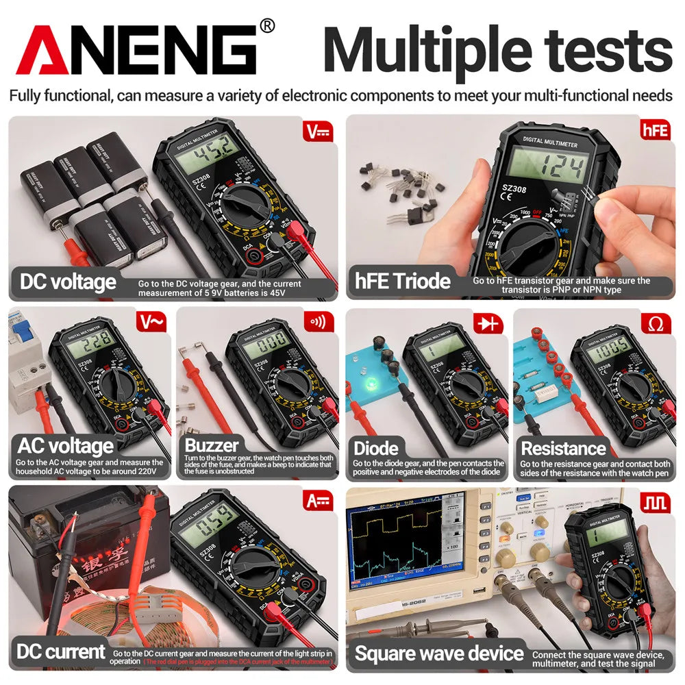 ANENG SZ308 1999 Count Digital Multimeter | High-Precision AC/DC Tester