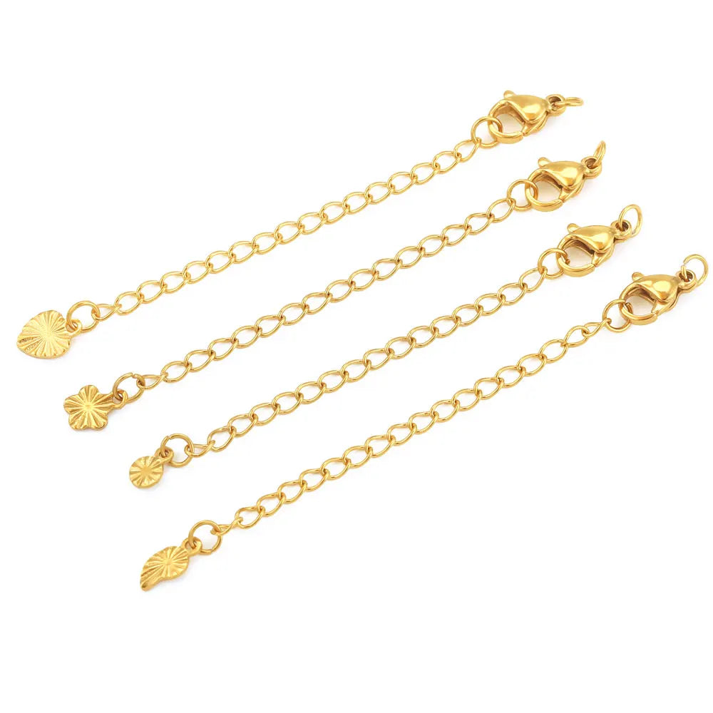 Stainless Steel Extension Tail Chains with Lobster Clasps | 10pcs Jewelry Findings