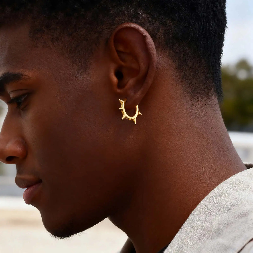 Stainless Steel Rivet Hoop Earrings for Men | Waterproof and Hypoallergenic Circle Earrings