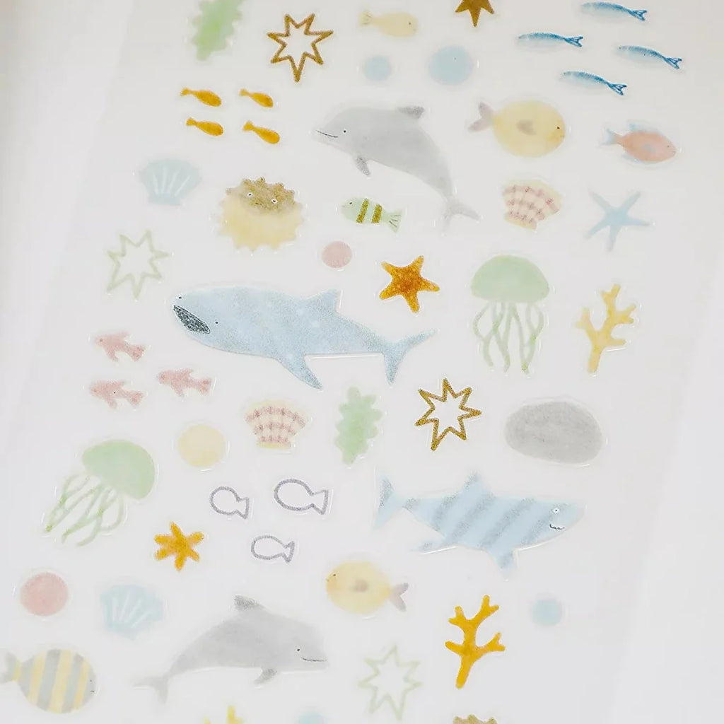 Ocean Sea Life PVC Sticker Set | Scrapbook Decor and DIY Stationery