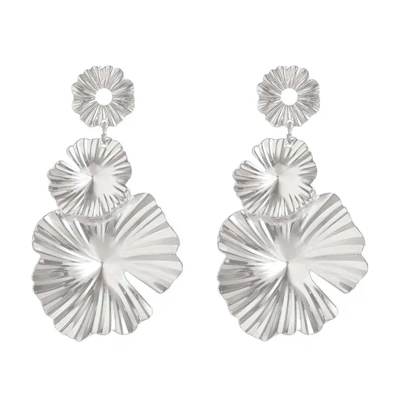 Gold Leaf Drop Earrings | Long Geometric Statement Jewelry for Women