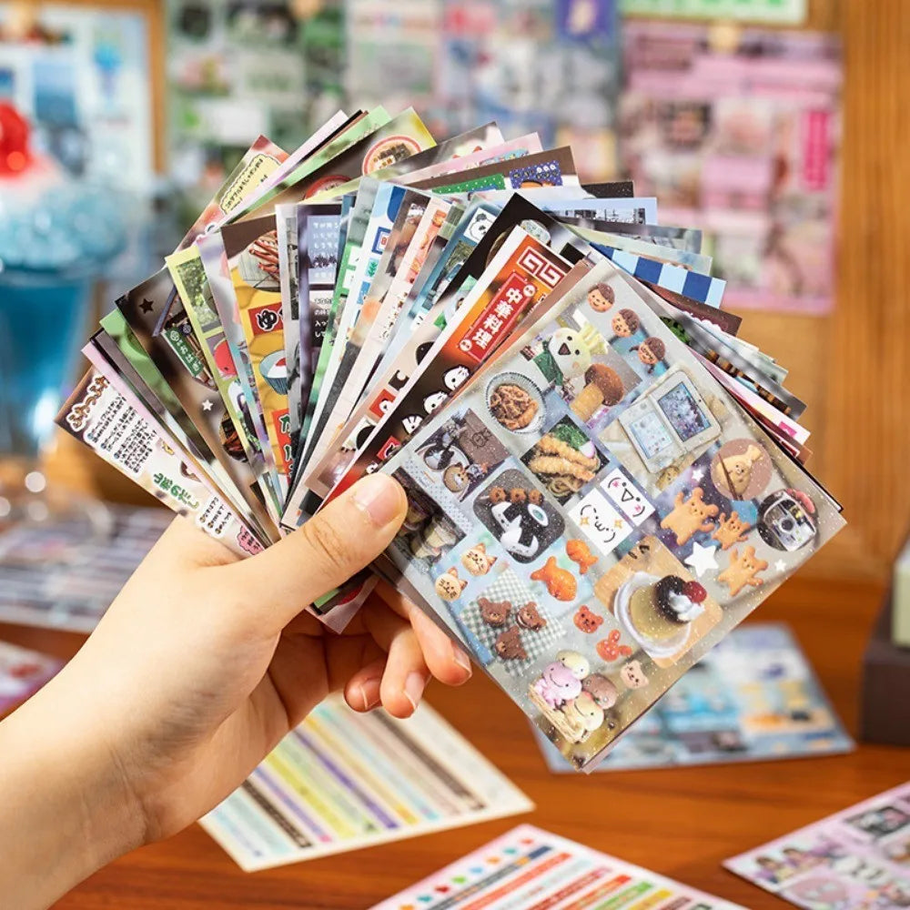 Yuxian Square Edge-Cut Sticker Book | Japanese Vintage Journal and K-pop Sticker Collection