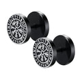 Gothic Norse Viking Runes Stud Earrings for Men | Stainless Steel Punk Jewelry