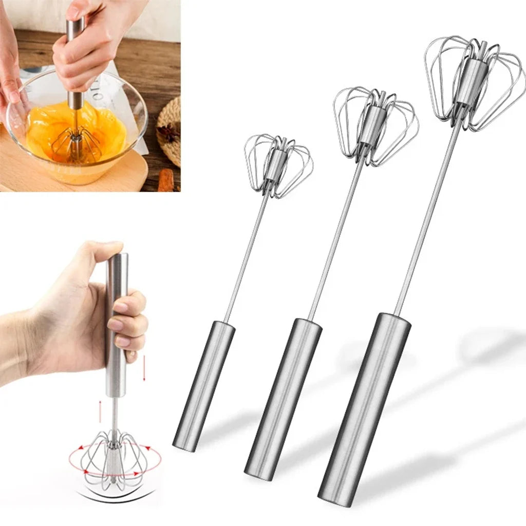 Semi-Automatic Egg Beater | 304 Stainless Steel Manual Hand Mixer