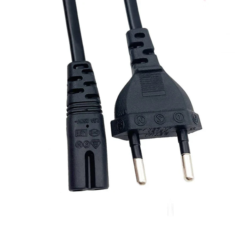Black EU Power Plug Cable 1.5m 2-Pin IEC320 C7 Power Cord | Replacement Charger Cable for Dell, Canon, PS4, XBOX