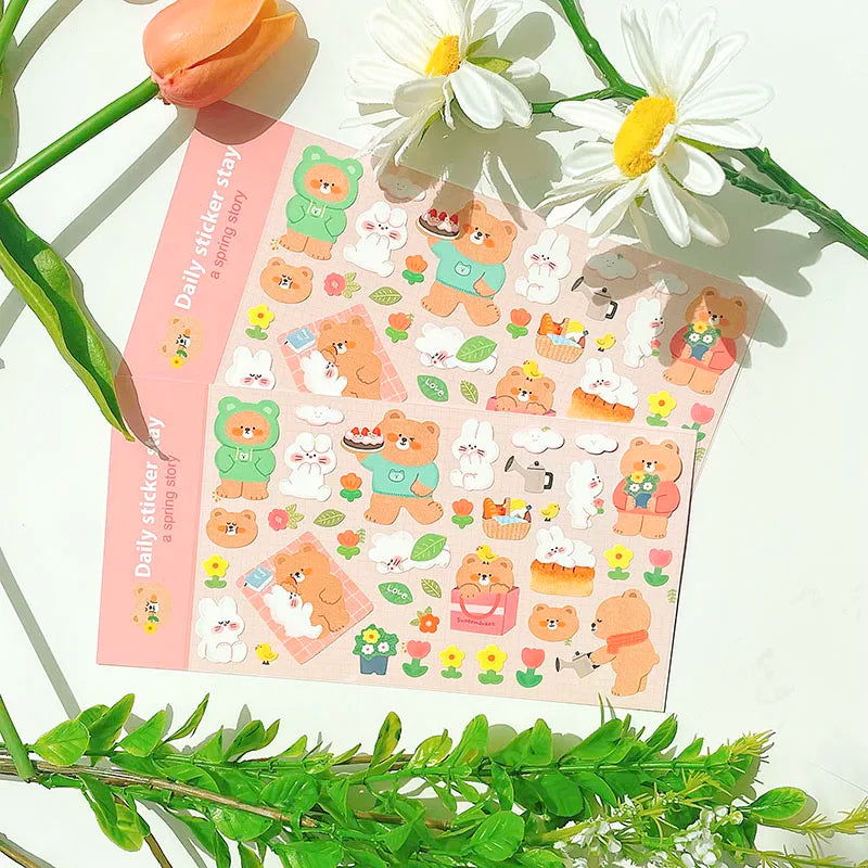 BONITO Kawaii Rabbit Bear Sticker Set | Cute Journal Decor
