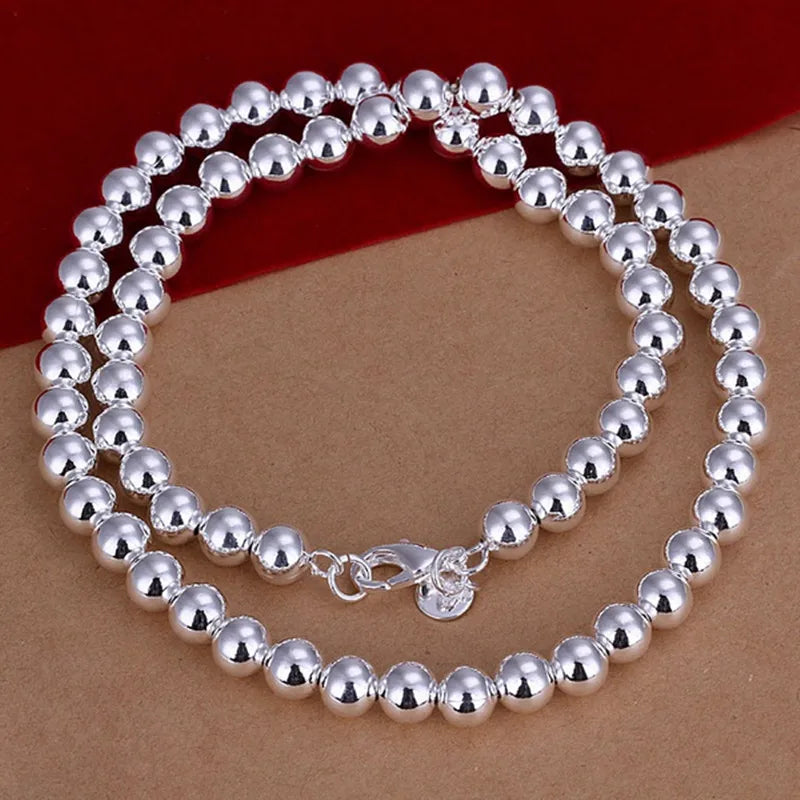 925 Sterling Silver Bead Chain Necklace | Smooth Ball Chain 4MM to 10MM Unisex Jewelry