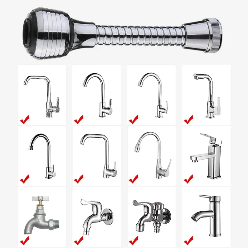 2 Modes 360 Rotatable Bubbler High Pressure Faucet Extender | Water Saving Kitchen Accessory