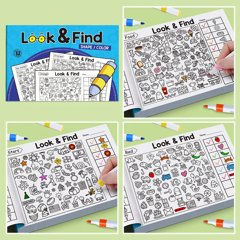 32 Pages Kids Drawing Notebook | Look & Find Shape Game for Fun Concentration & Attention Exercise