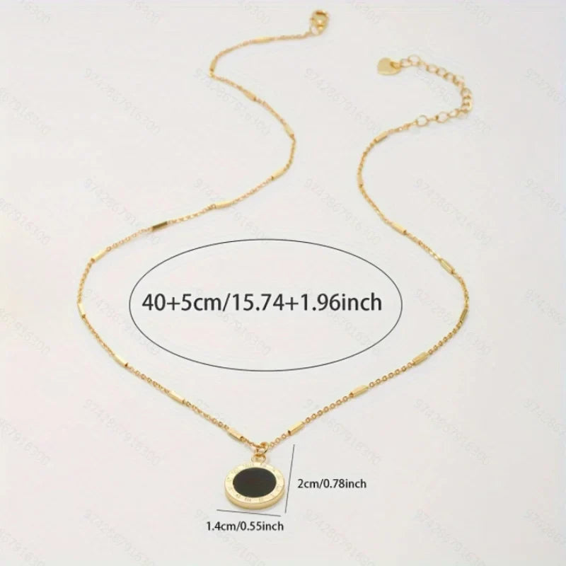 Vintage Roman Numeral Pendant Necklace | Women's Clavicle Chain Jewelry