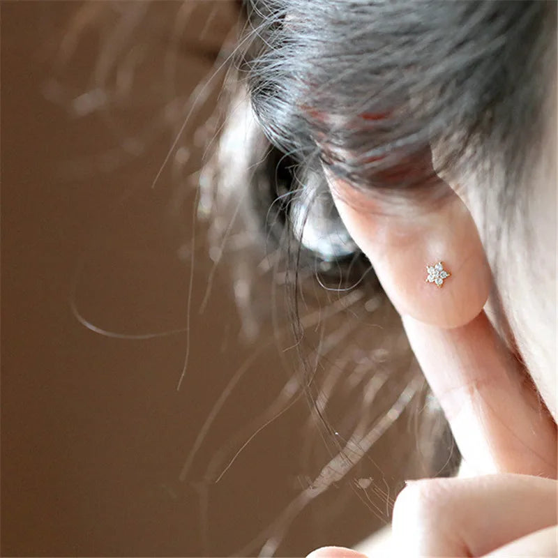 925 Sterling Silver Stud Earrings with Pavé Crystal Star | Simple Fashion Jewelry for Women