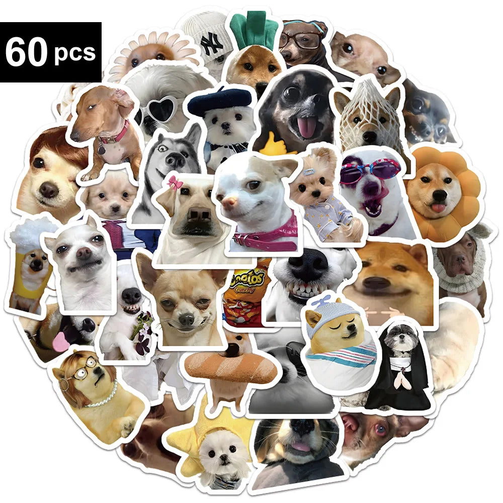 Funny Dogs Stickers | 30/60/180 Cute Decals for Laptop Guitar Bicycle and More