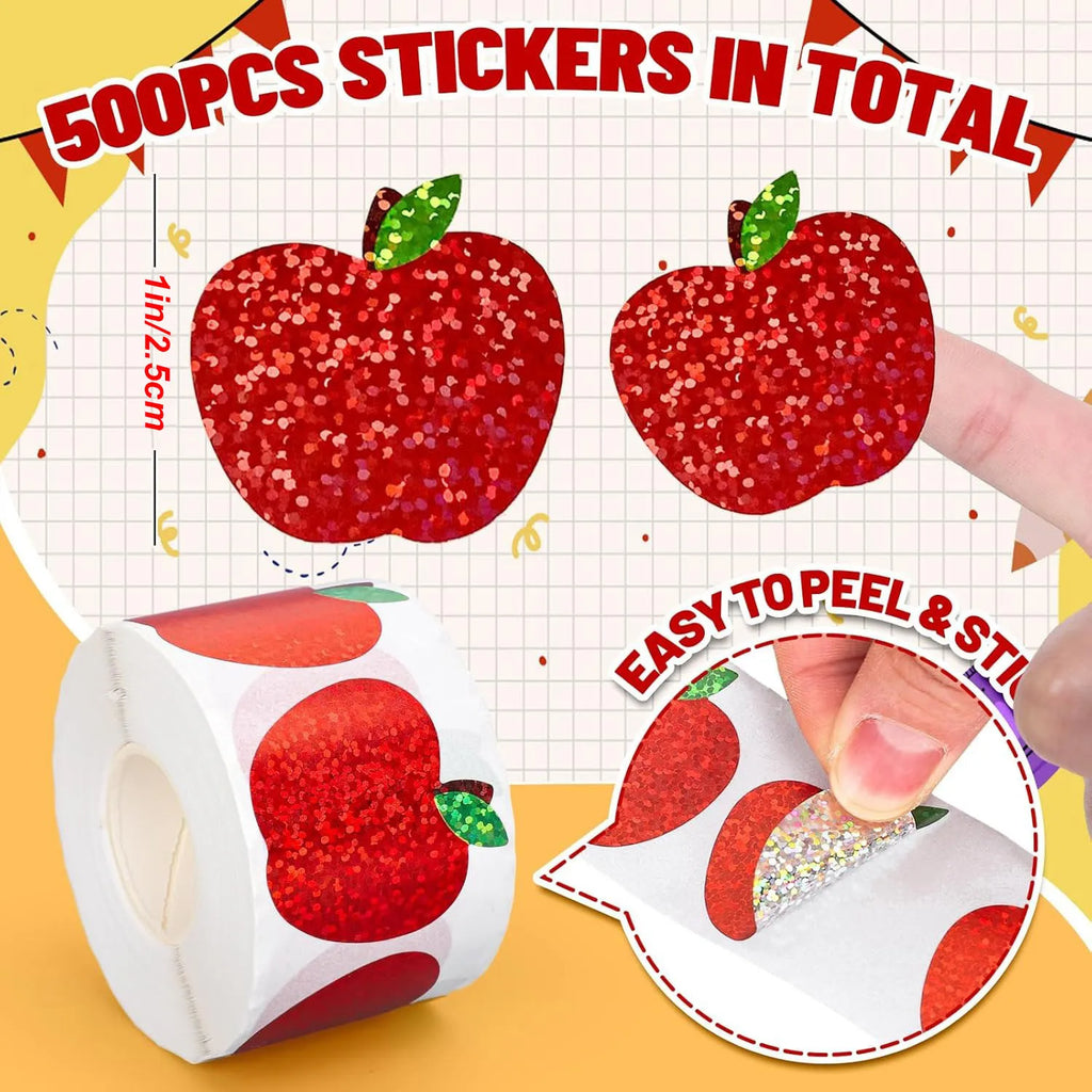 Red Apple Sticker Roll | 500 Christmas Party Decals