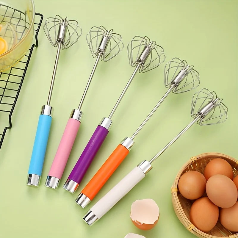 Easy Whisking Stainless Steel Whisk | Semi-Automatic Egg Beater for Hand Stirring