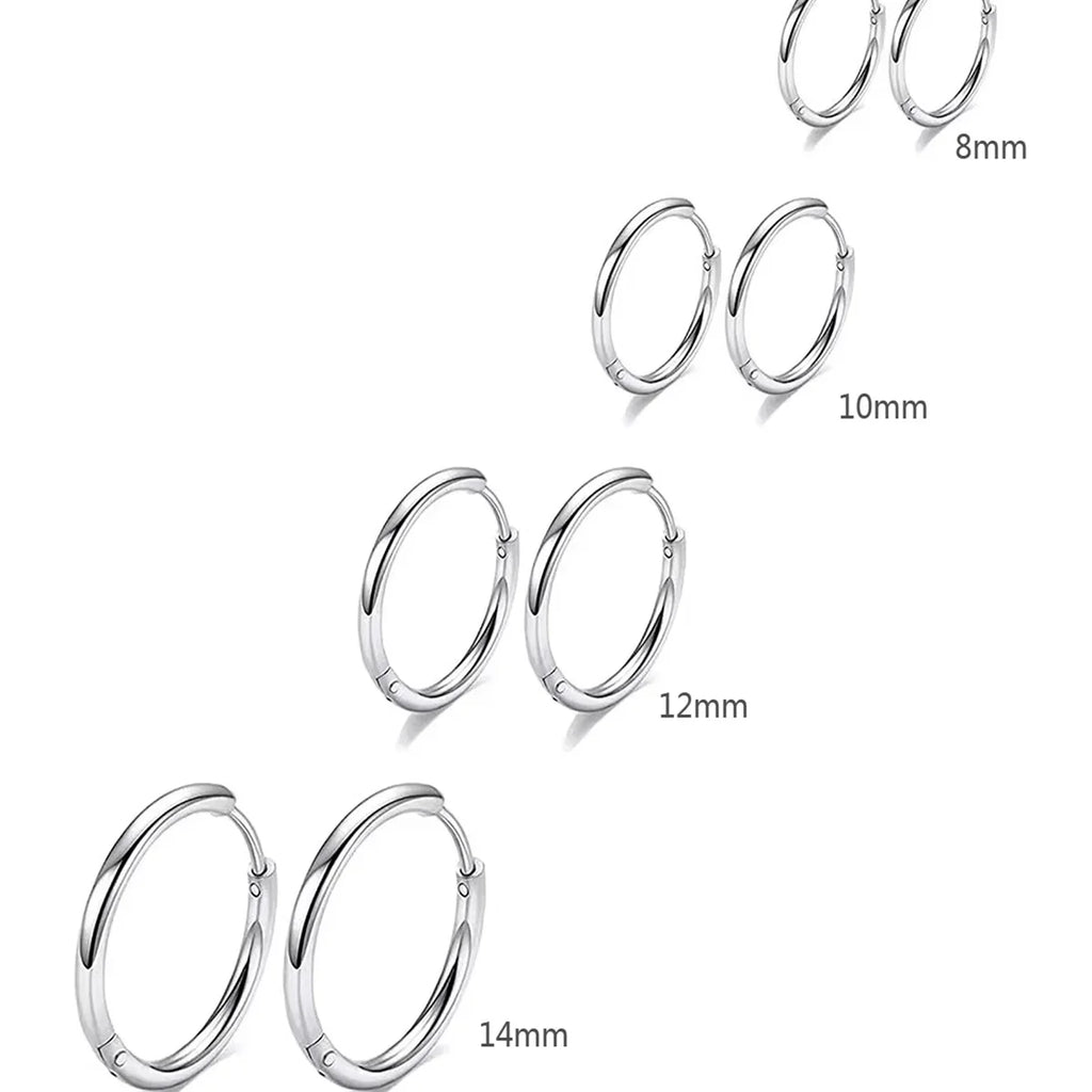 4 Pairs Stainless Steel Tiny Hoop Earrings | Simple Silver and Gold Circle Earrings