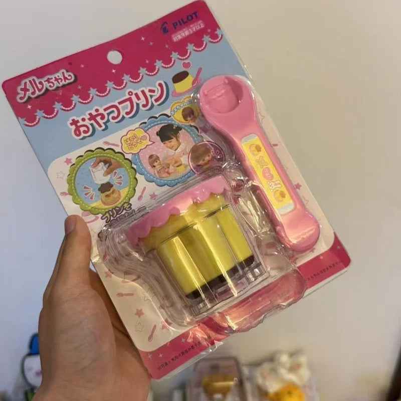 Feeding Pudding Set | Cute Pink Jelly Strawberry Desktop Ornament Toy