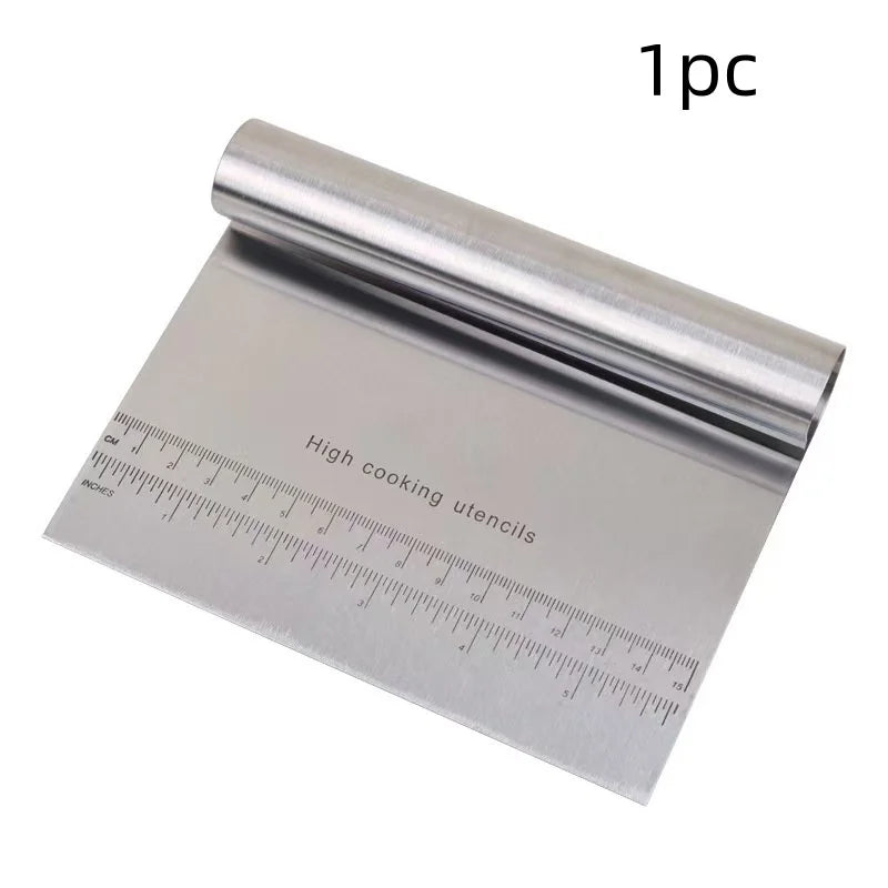 Stainless Steel Dough Cutter and Scraper | Kitchen Baking Tool with Scale