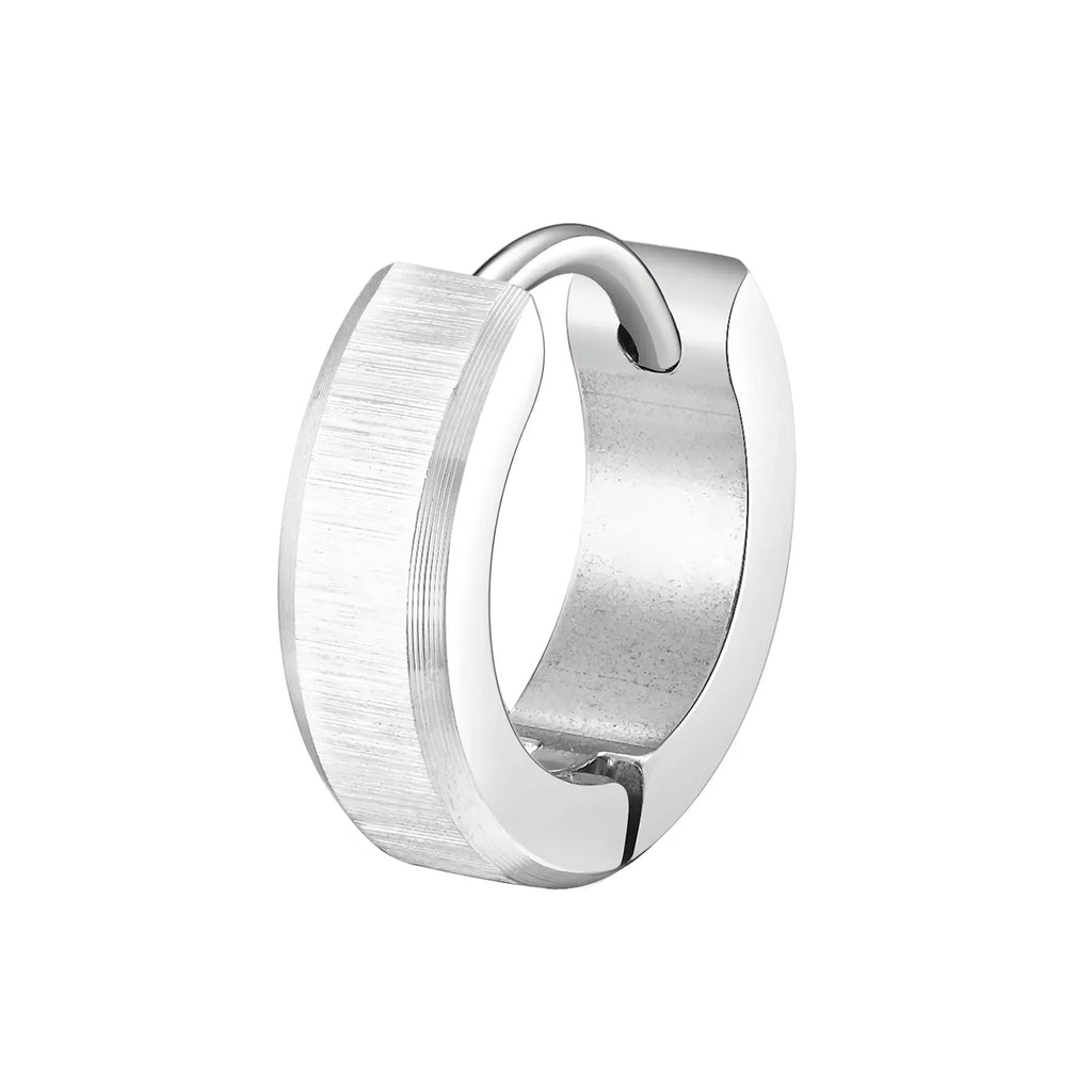Stainless Steel Hoop Earrings for Men | Brushed Silver Small Hoops