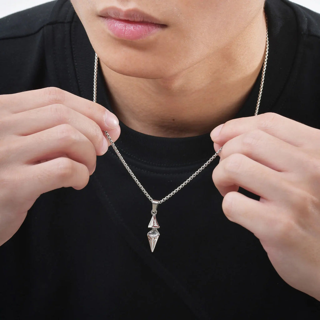 VNOX Men's Stainless Steel Zircon Pendant Necklace | Geometric Blue White Chain