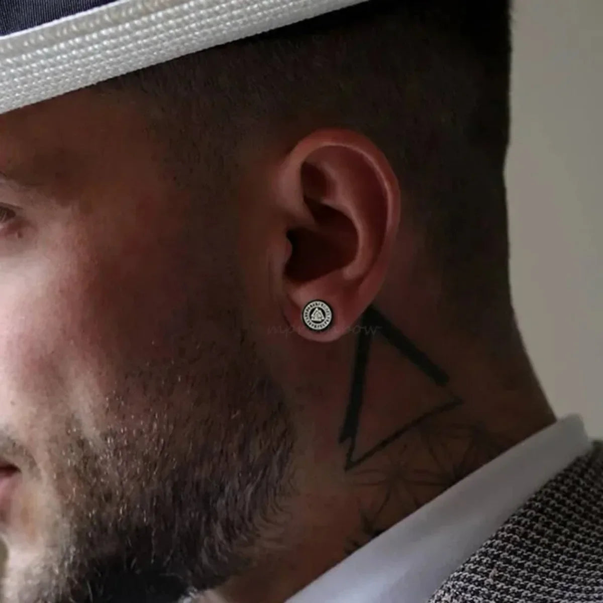Gothic Norse Viking Runes Stud Earrings for Men | Stainless Steel Punk Jewelry