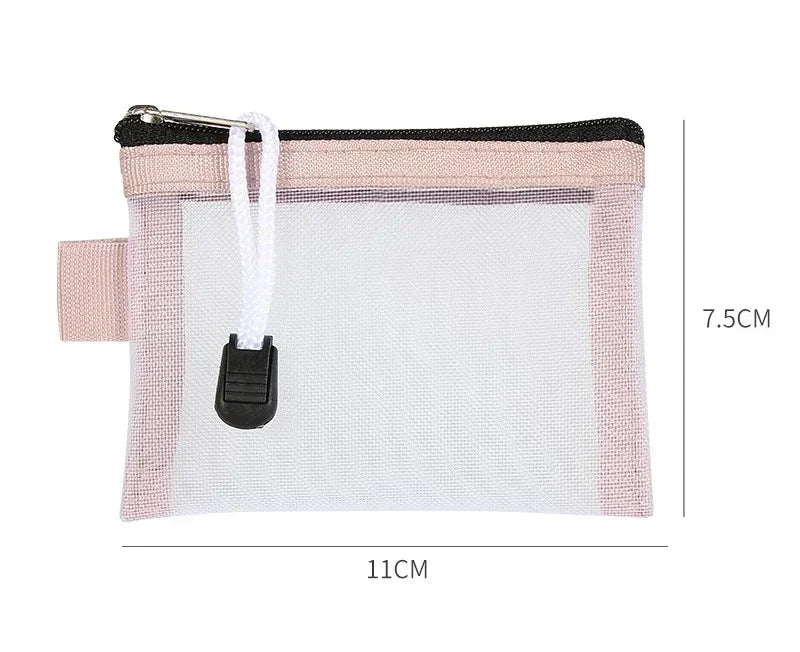 Mini Clear Nylon Mesh Zipper Coin Purse | Portable Wallet for Cards, Keys, and Lipstick