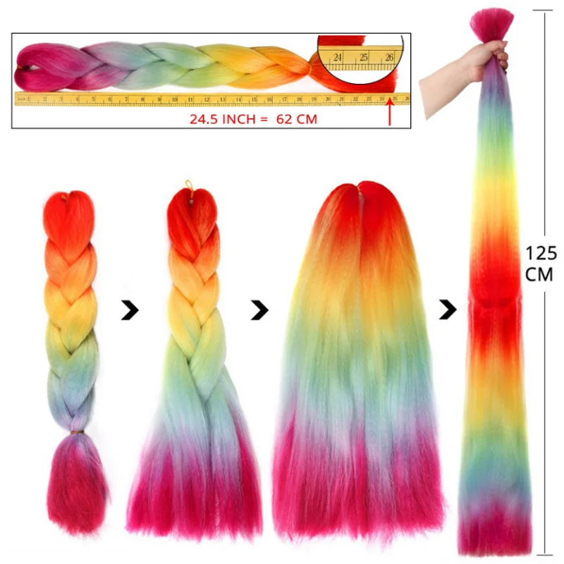 Synthetic Jumbo Braids Hair 24Inch | Ombre Braiding Hair Extensions for Crochet Box Braid Blue Purple