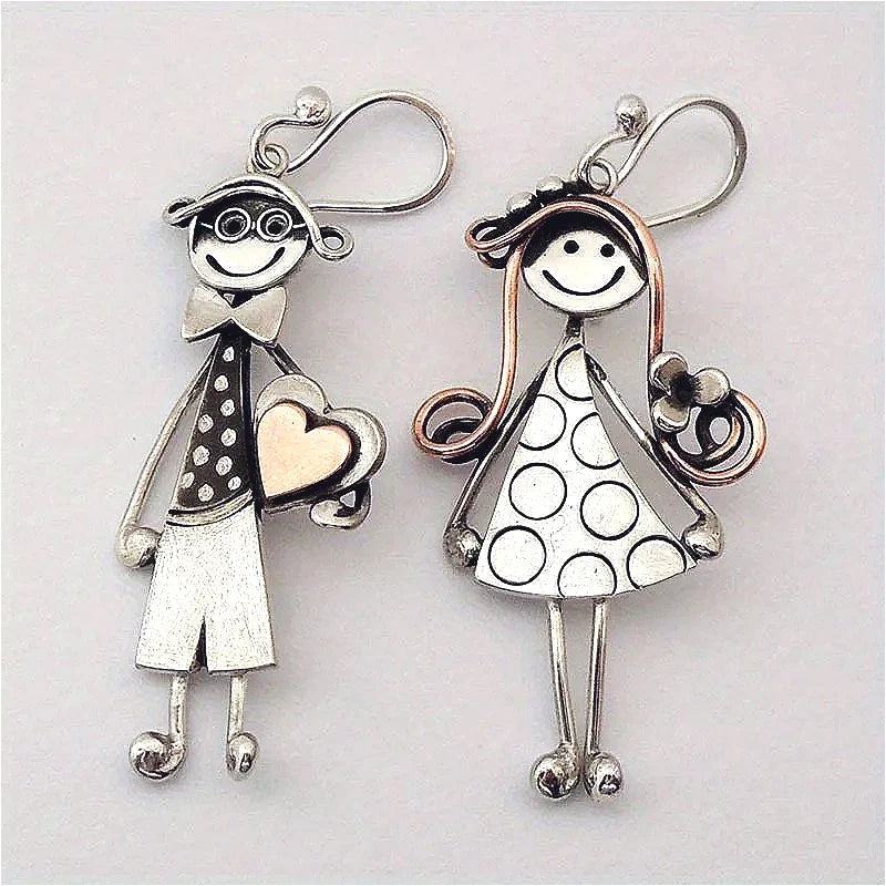 Vintage Cartoon Drop Earrings | Silver Plated Fashion Jewelry for Women