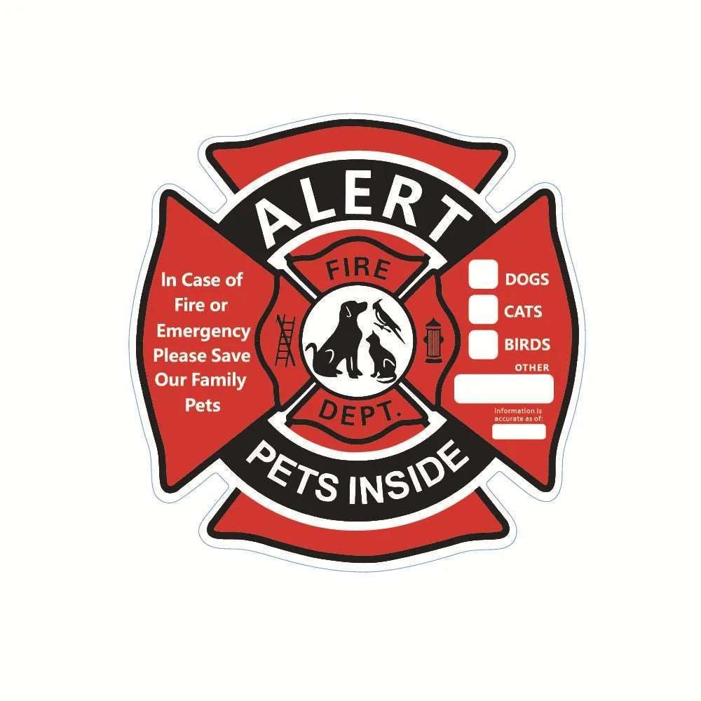 Pet Alert Safety Stickers for Fire Rescue | Emergency Pet Inside Decal for Window or Door