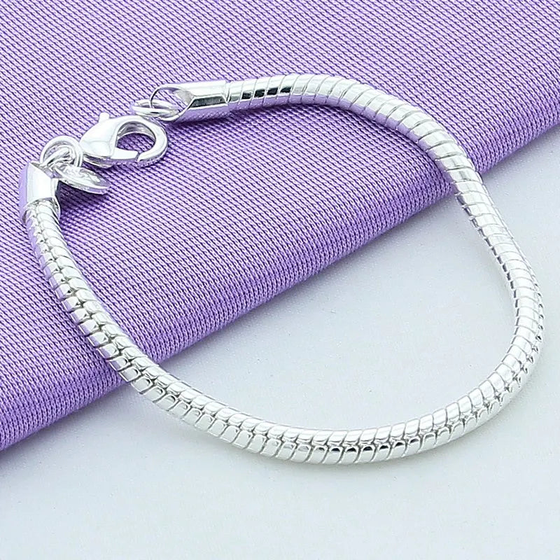 Sterling Silver Snake Chain Bracelet 3mm | DIY Jewelry Gift for Women