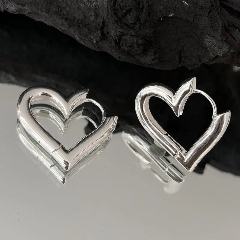 925 Sterling Silver Heart Love Hoop Stud Earrings | Hypoallergenic Fine Jewelry for Women