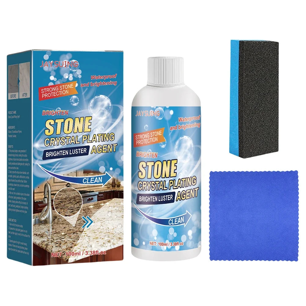 Stone Crystal Plating Agent with Sponge and Towel | Marble Nano Polishing Liquid