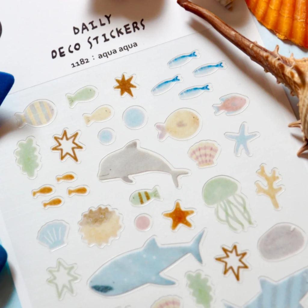 Ocean Sea Life PVC Sticker Set | Scrapbook Decor and DIY Stationery