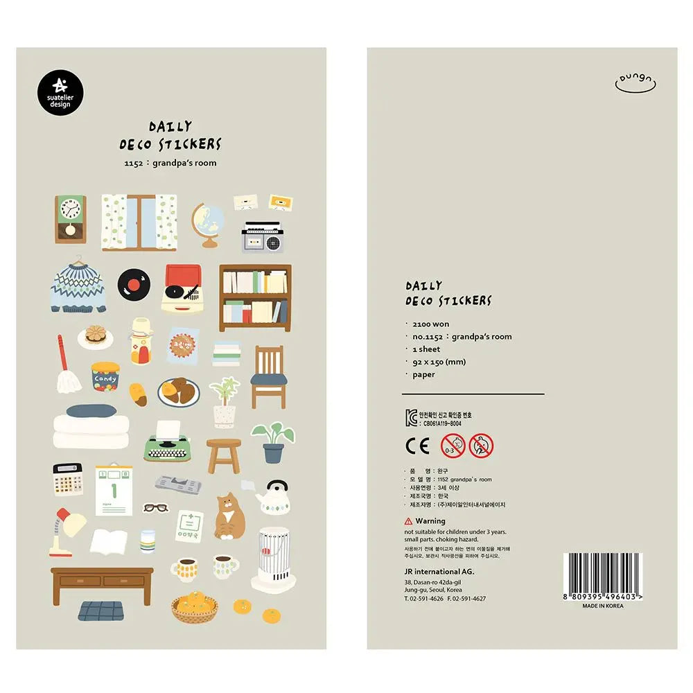 Korean Import Suatelier Grandapa's Room Paper Stickers | Scrapbooking DIY Decorative Supply
