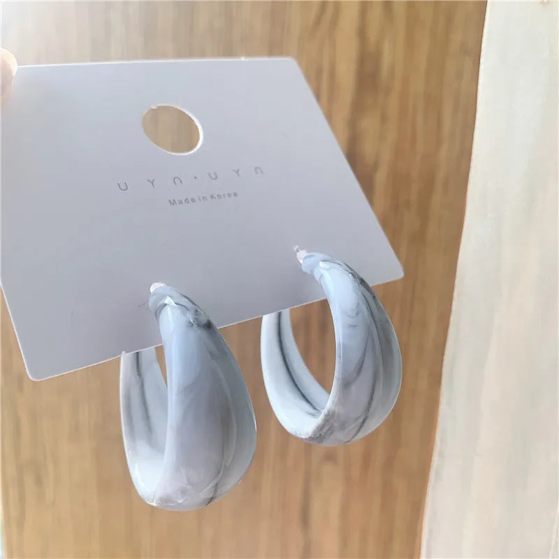 C-Shape Resin Hoop Earrings | Colorful Geometric Acrylic Jewelry for Women