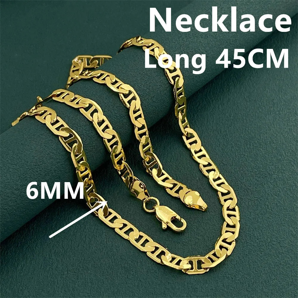 Andara 925 Sterling Silver Gold Plated 6mm Figaro Necklace | Unisex Engagement Gift