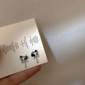 Vintage Goth Black Enamel Heart Stud Earrings | Dark Aesthetic Hollow Metal C-Shaped Jewelry