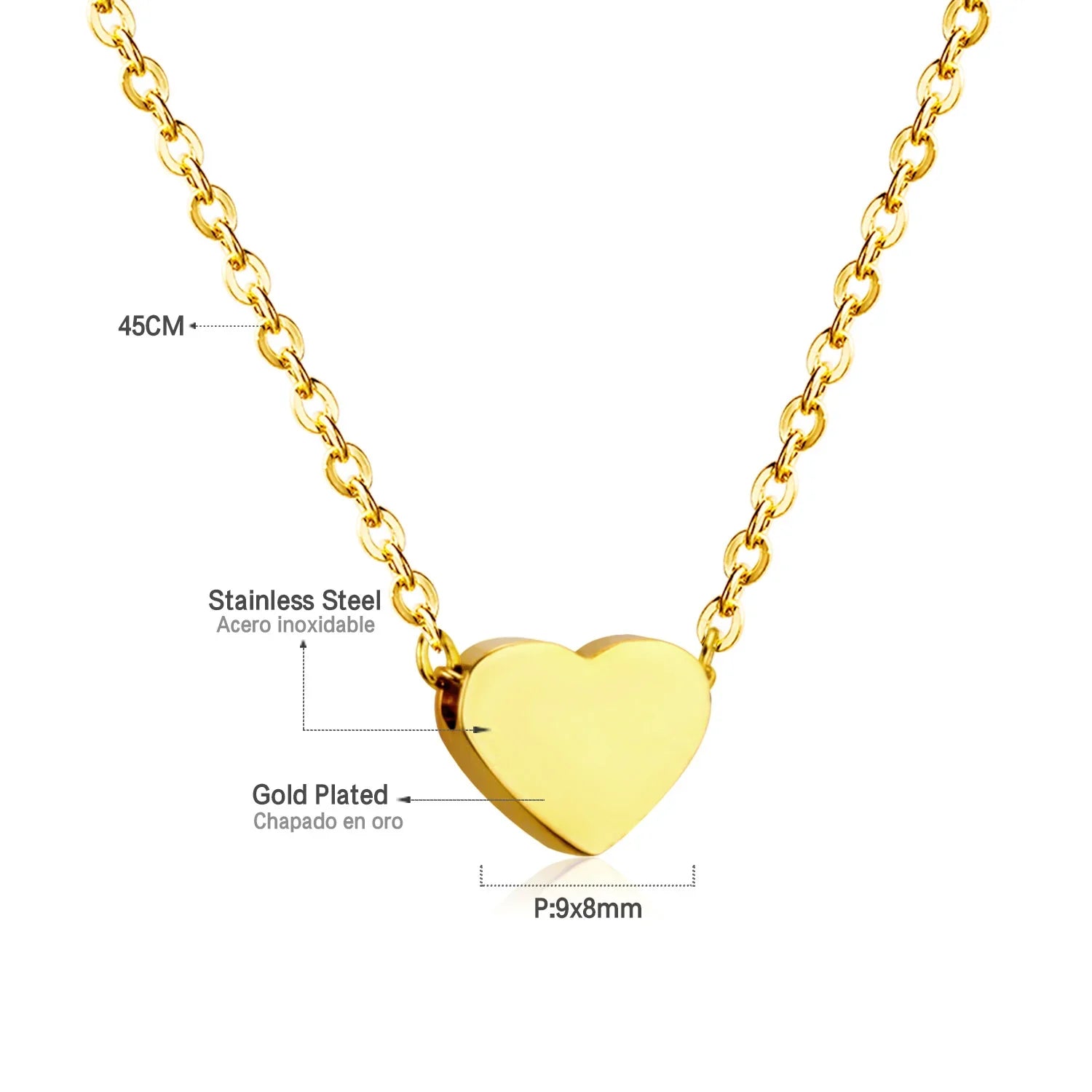 Simple Heart Pendant Necklace | Stainless Steel Clavicle Choker for Girls
