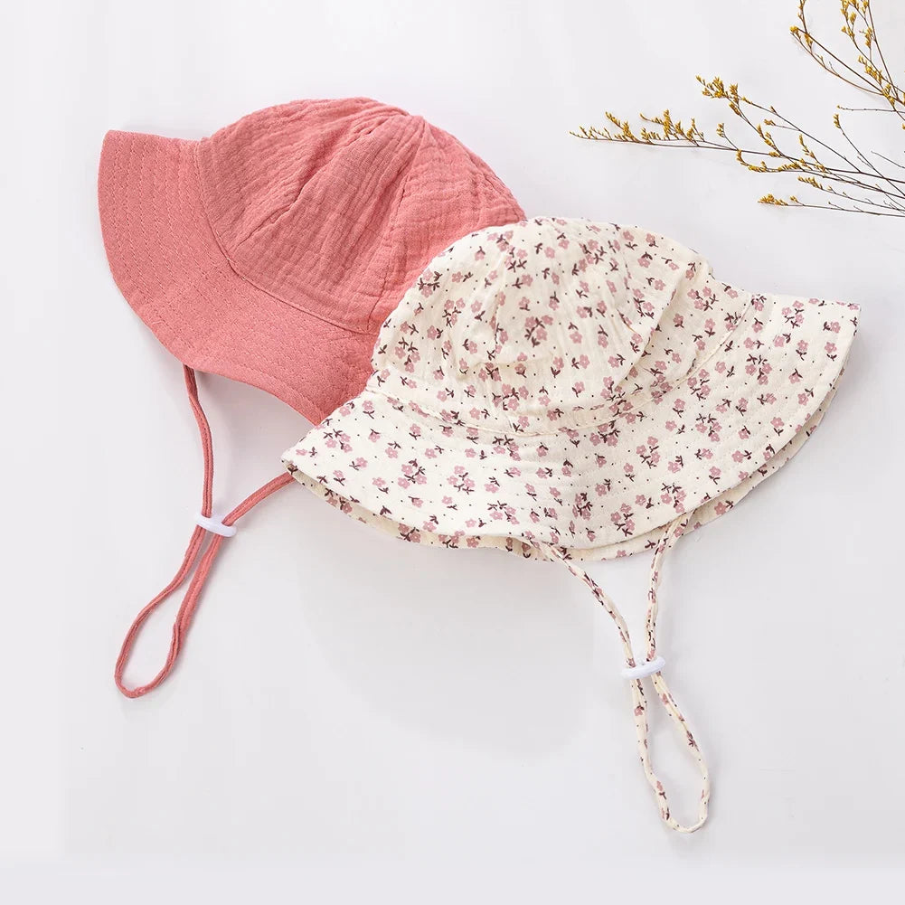 Floral Print Baby Bucket Hats | Adjustable Sun Protection Caps for Infant Boys Girls