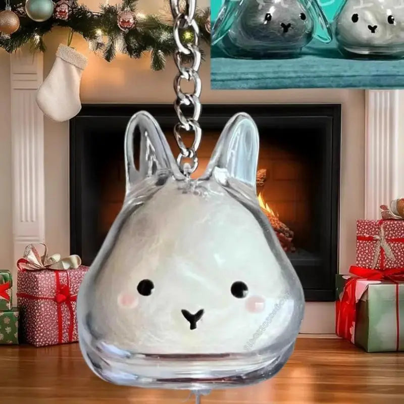 Cartoon Pet Hair Memorial Transparent Storage Box Keychain | Cute Animal Rabbit Fur Organizer Keychain Bag Pendant