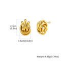 18K Gold Twist Knot Stud Earrings | Geometric Textured Screw-Back Earrings for Women