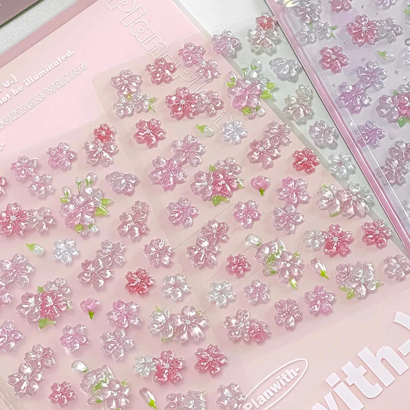 Sakura Cherry Blossom Pink 3D Relief Stickers | DIY Scrapbooking Journal Decor