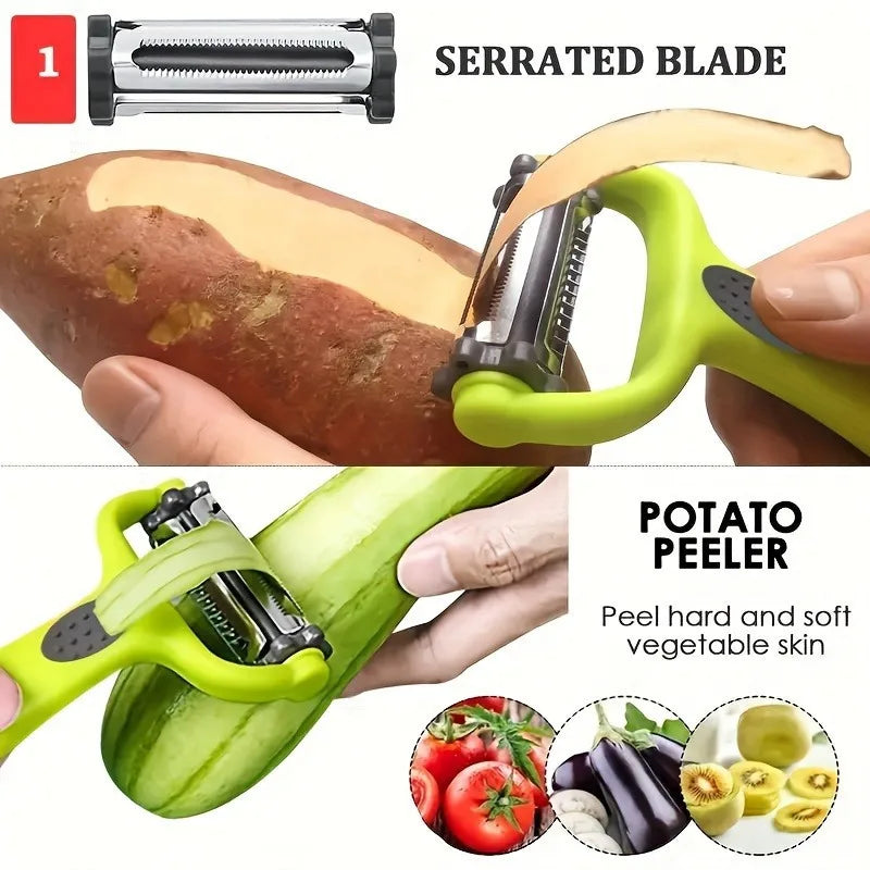 1pc 3in1 Multi Fruit Vegetable Peeler Grater Shredder | Kitchen Essential Multifunctional Cutter