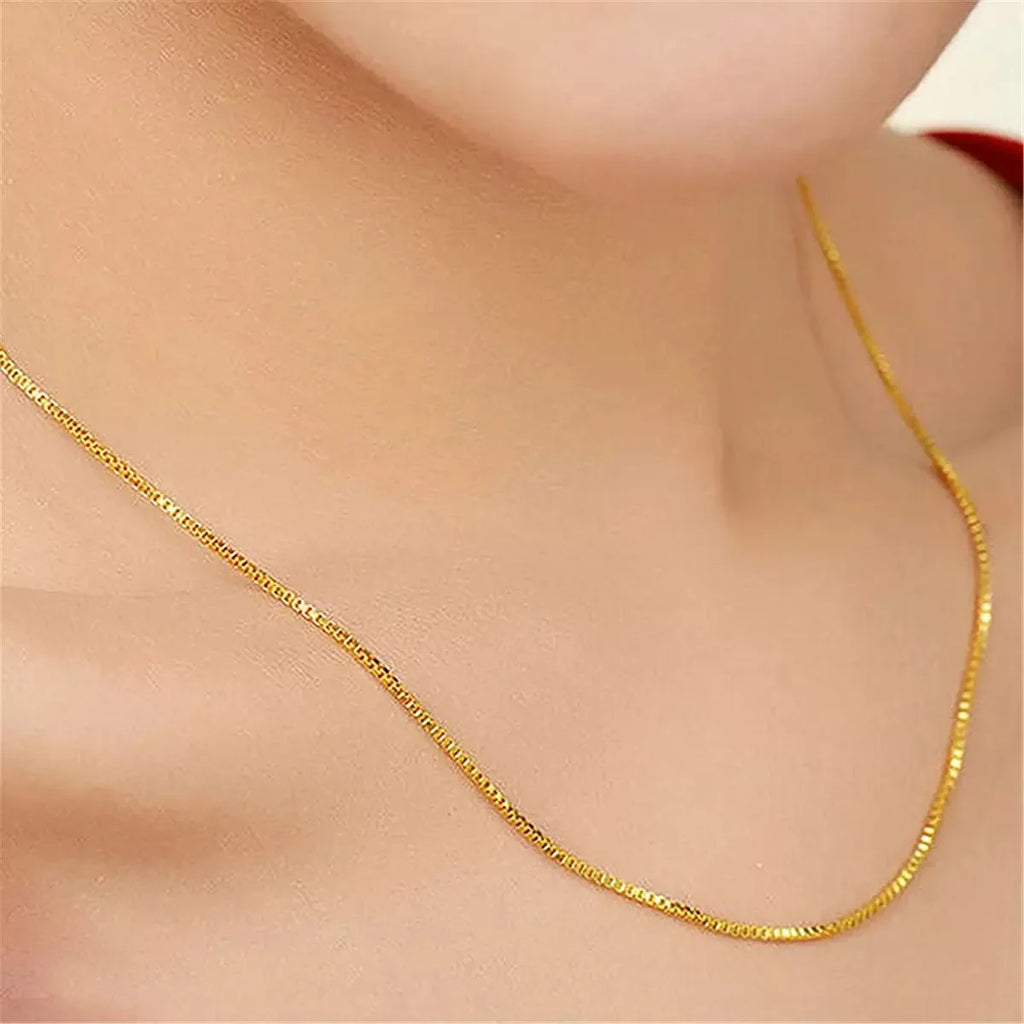 Andara 925 Sterling Silver Gold-Plated Box Chain Necklace | Fashion Basic Choker for Women