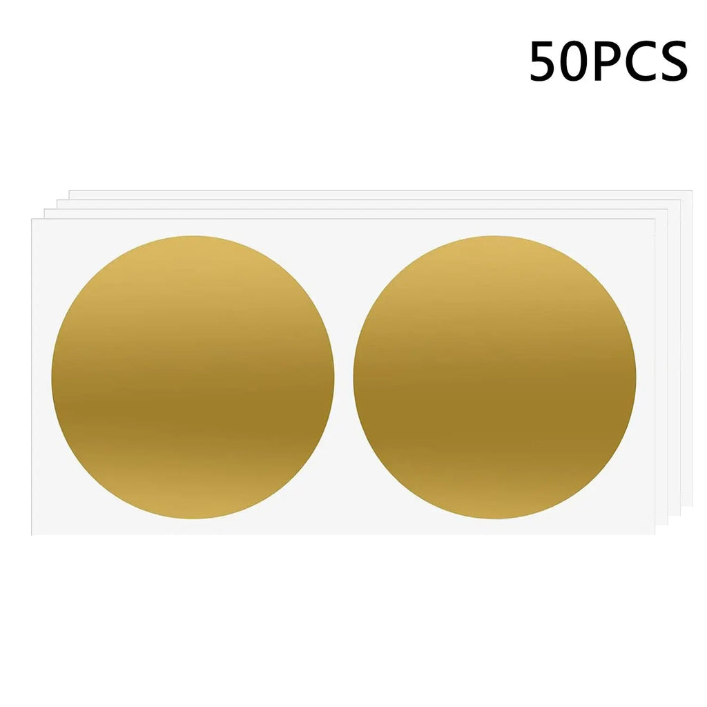 50 Pack Gold Silver Scratch Off Stickers | 2 Inch Round Labels for Lottery Tickets and Raffle Cards
