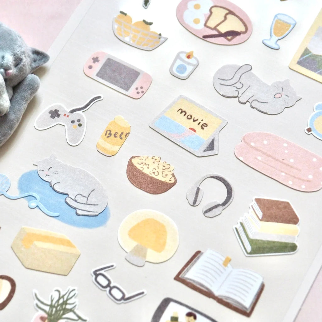 Korean Import Suatelier Lazy Sunday Stickers | Cute Scrapbooking and DIY Journal Decor