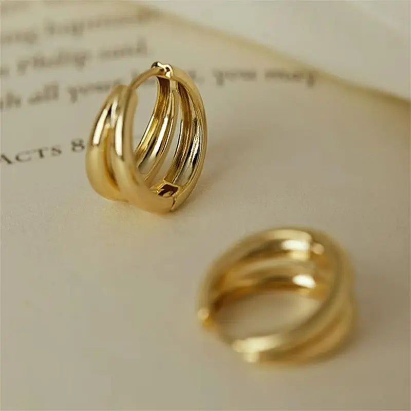 Vintage Drop Earrings | Gold-Tone Metal Stud Earrings for Women