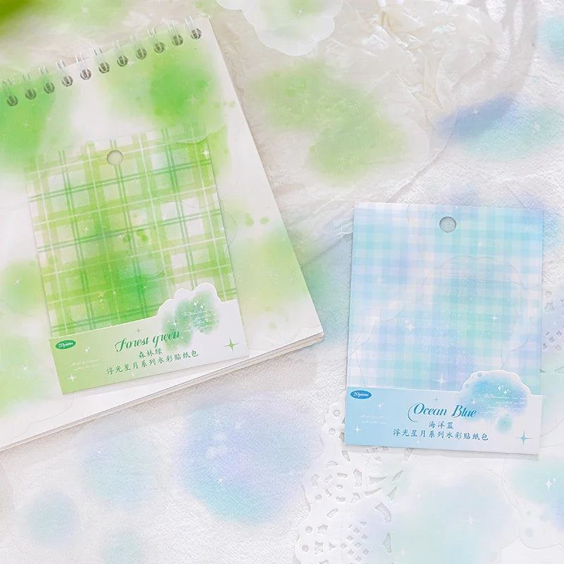 Yoofun 20pcs Watercolor Landscape Stickers | PET Collage for DIY Journal