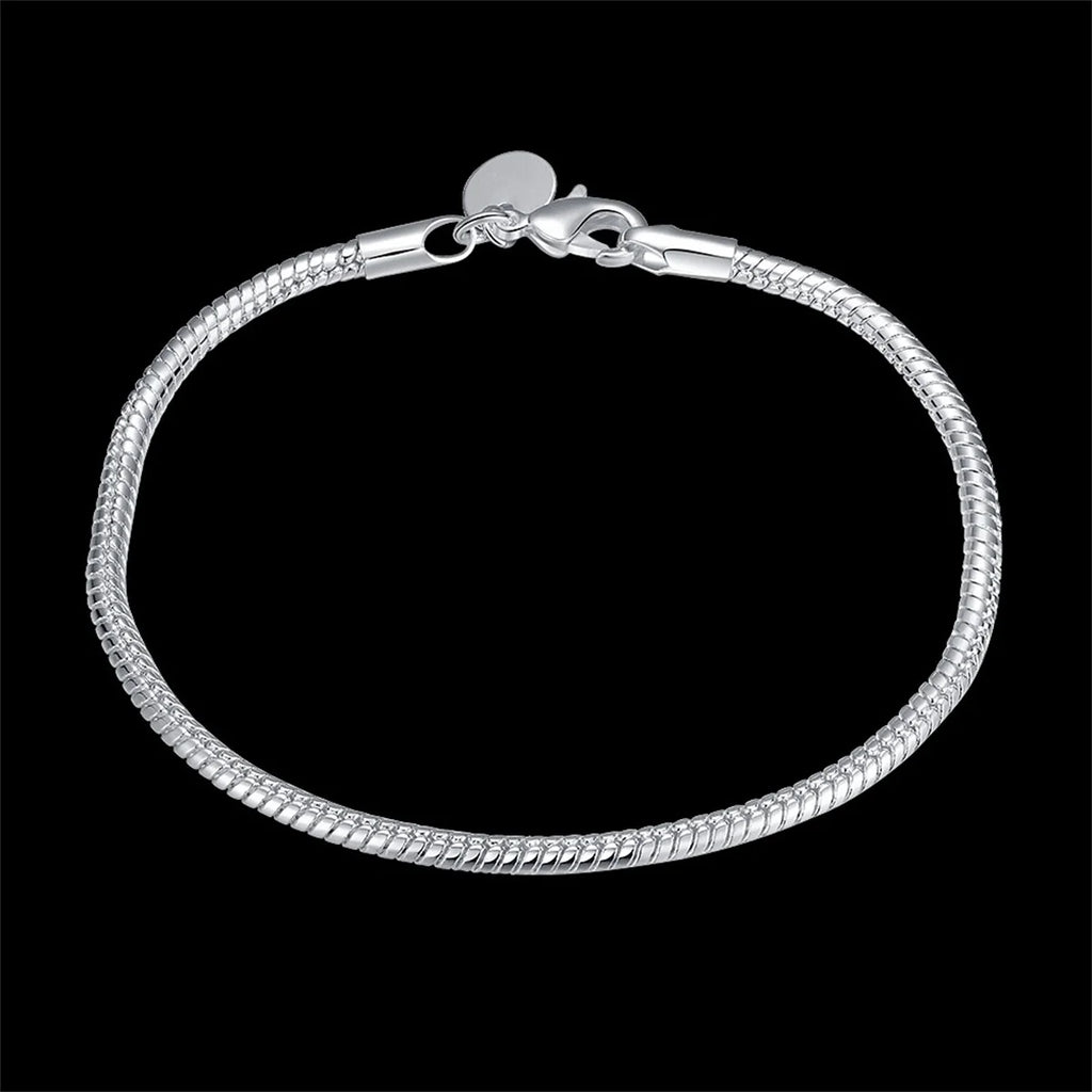 Sterling Silver Snake Chain Bracelet 3mm | DIY Jewelry Gift for Women