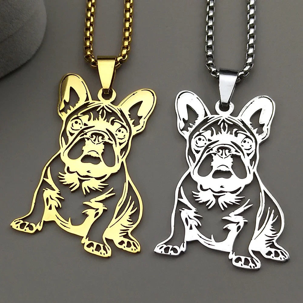 French Bulldog Pendant Necklace | Stainless Steel Dog Jewelry for Women Men